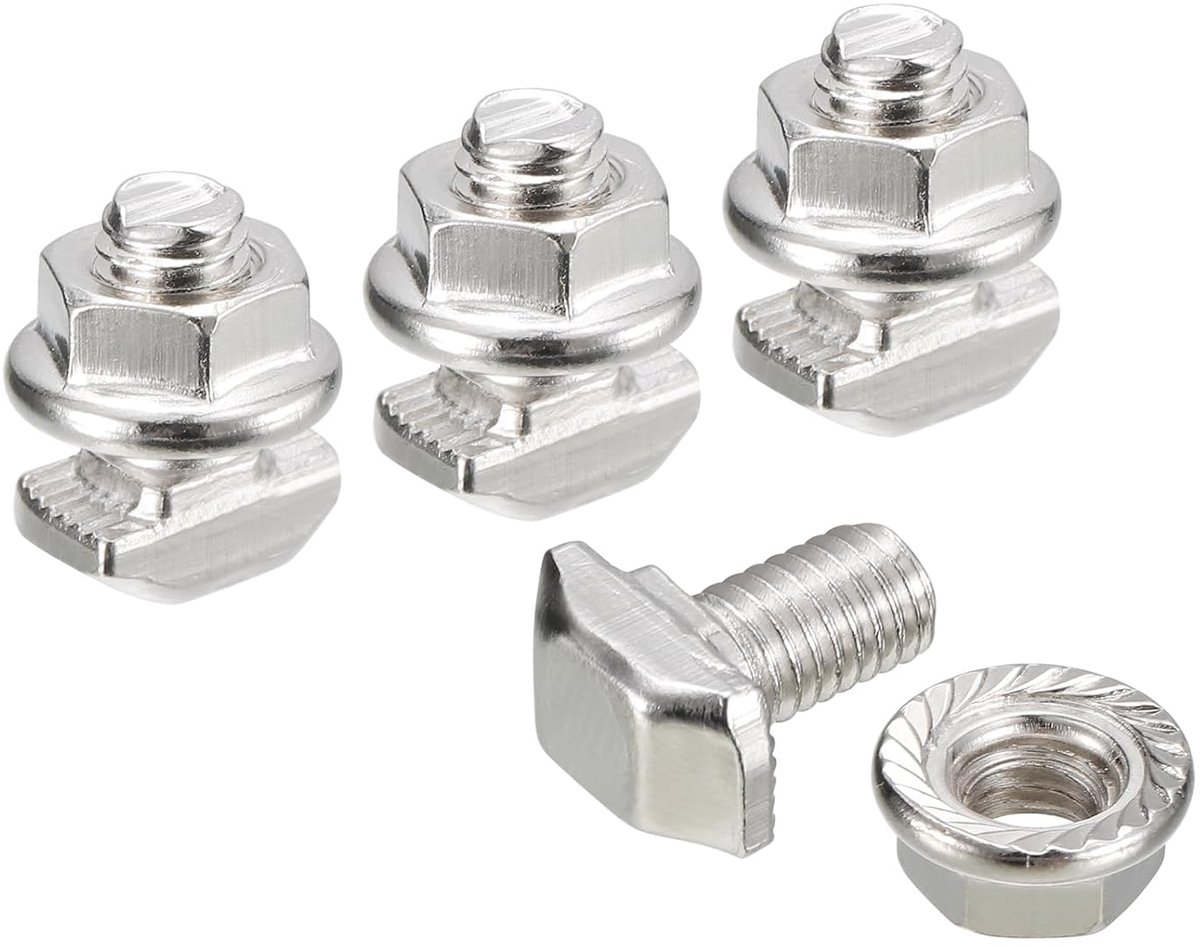T-schroeven in M5 x 10 mm en M5 zeskantmoeren, 30 sets glijbouten met T-vormige pen met hamerkop voor aluminium profiel uit de serie 20