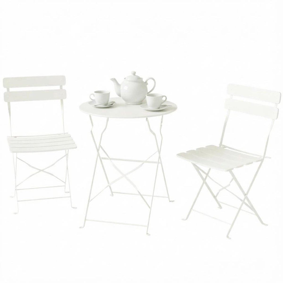 COVREO Bistroset voor buiten Ø58 cm cream metaal, tafel en 2 stoelen