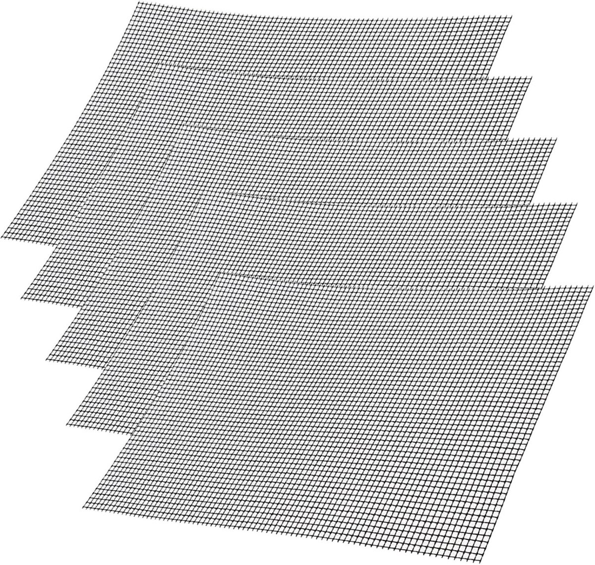 Set van 5 Grillmatten - Zwart - 42 x 36 cm - Herbruikbare Teflon Anti-aanbakmatten - Voor Grillen en Koken