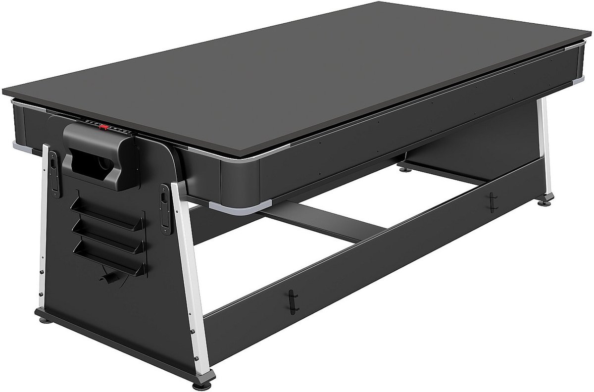 Vente-unique Draaibare 4-in-1 multifunctionele speeltafel - B203 x D111,5 x H81,3 cm - Mat zwart - SEBASTIAN