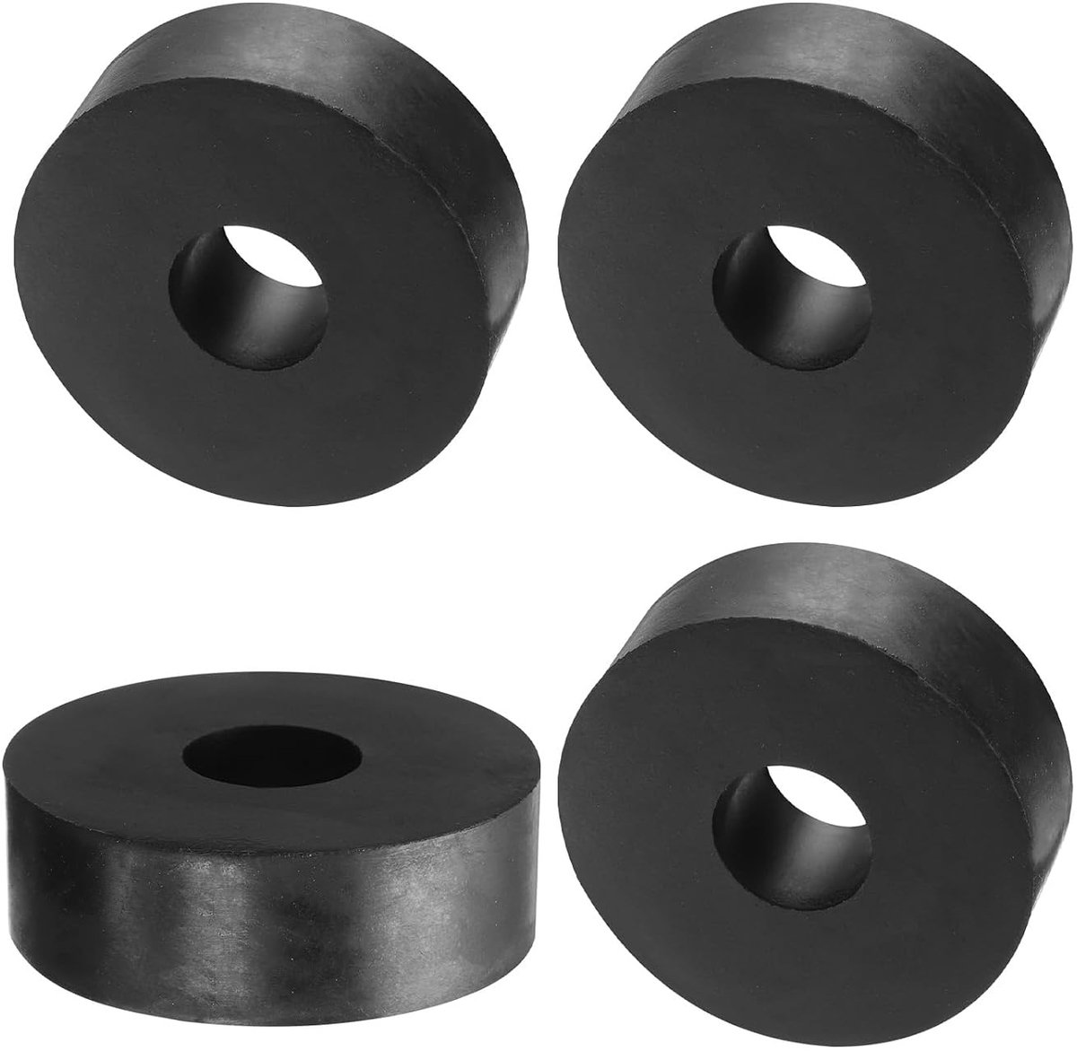 4 stuks afstandhouders van rubber, 60 mm buitendiameter, 20 mm binnendiameter, 20 mm hoog, rond, anti-vibratie, dikke rubberen ringen