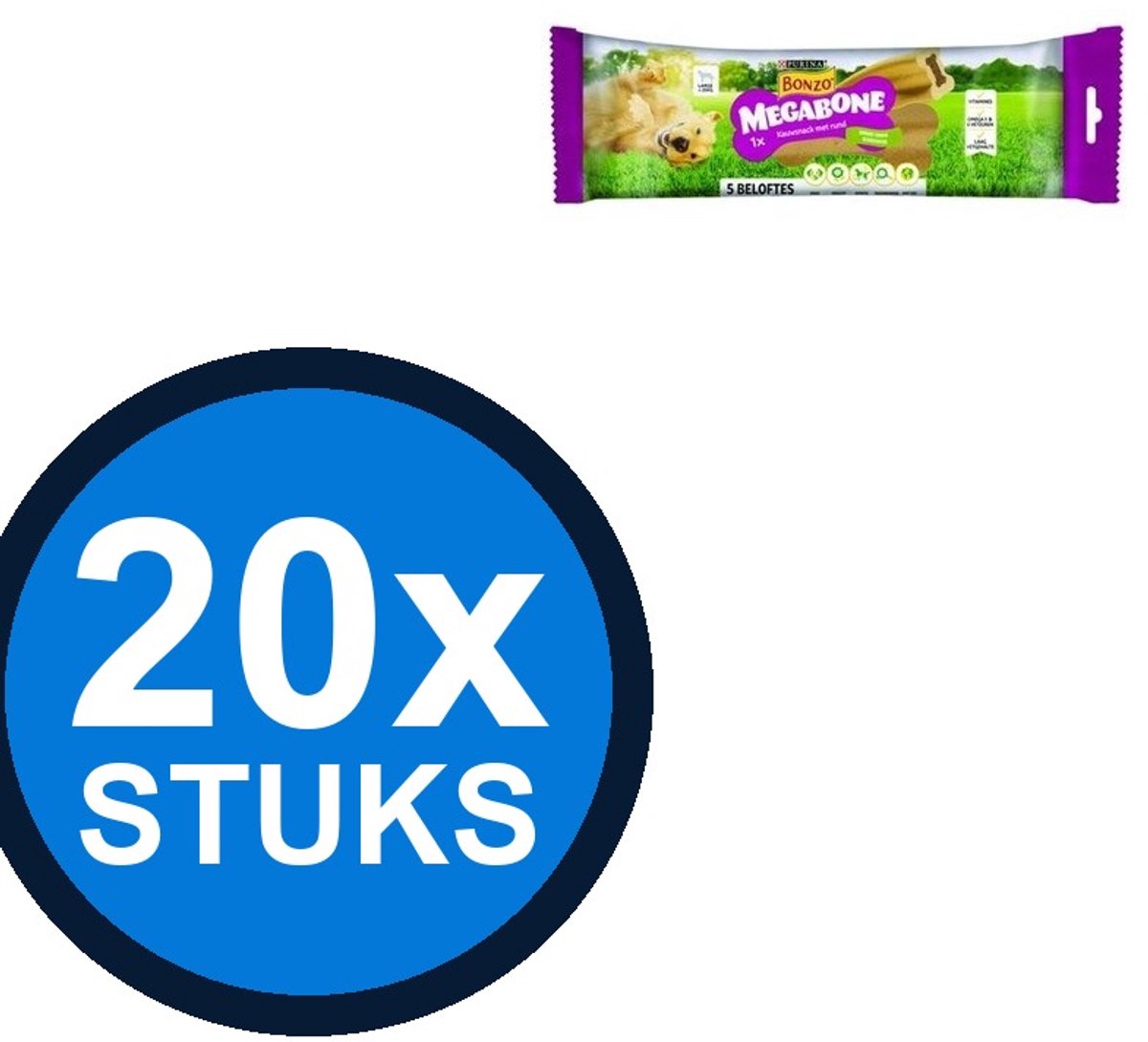 20x Bonzo - Megabone Large - Hondenvoer Snacks - 200 g