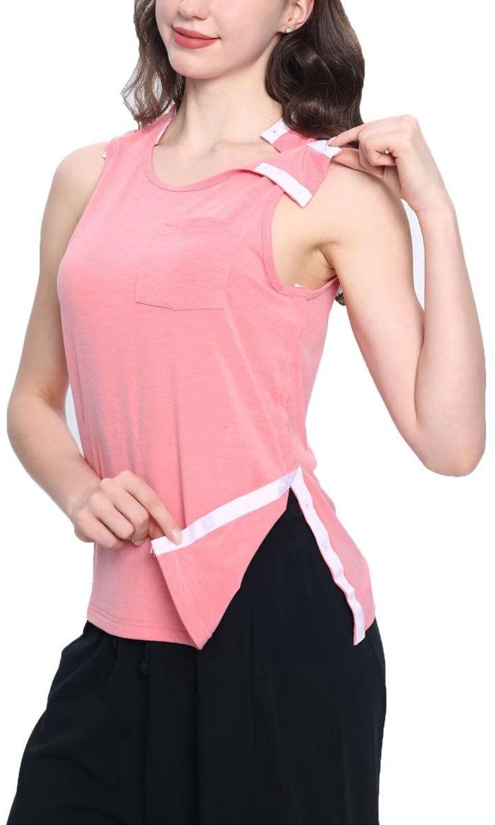 SolidKeus - Medisch Tanktop voor Vrouwen - Postoperatieve Kleding met Drukknopen