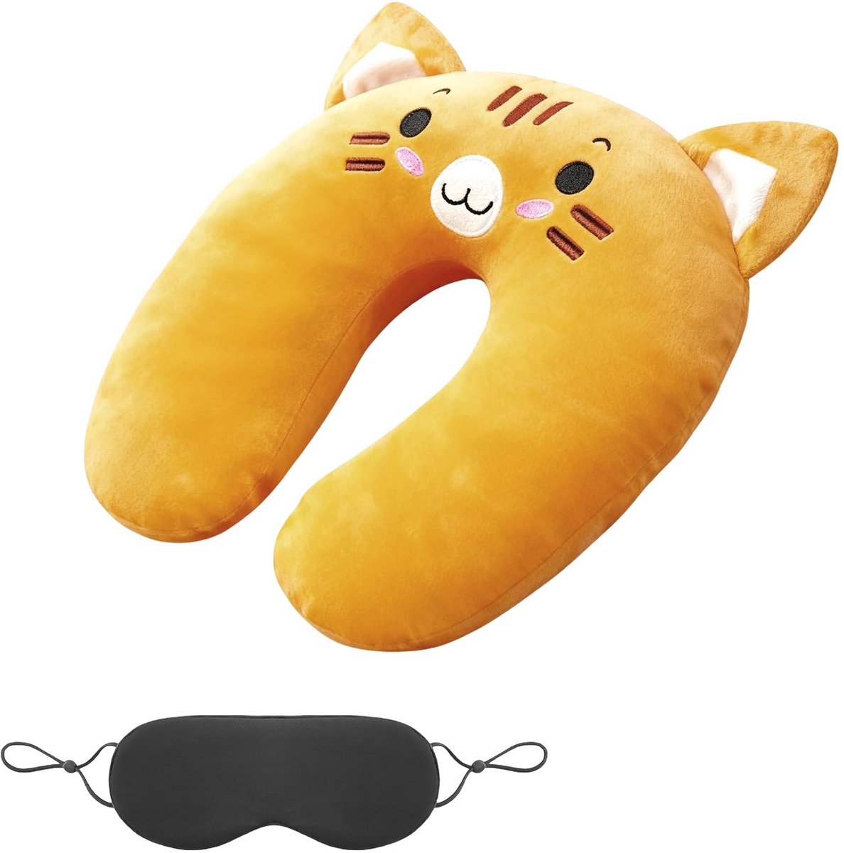 SolidKeus - Kinderen Nek Kussen met Slaapmasker, Aardbei Vorm