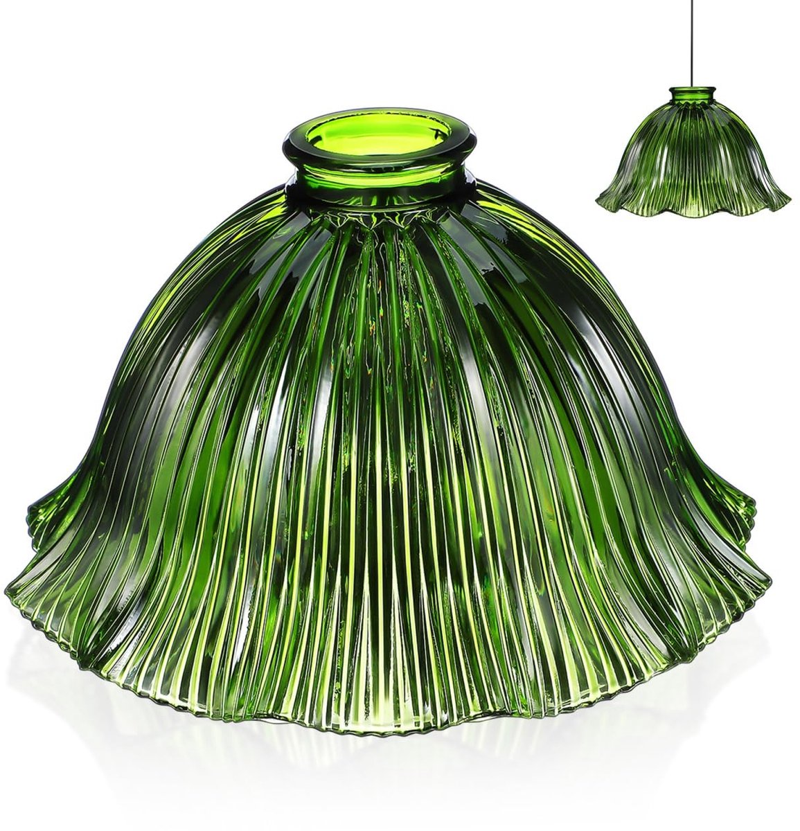 SolidKeus - Vintage Glazen Lampenkap Groen voor Pendel- en Wandlampen
