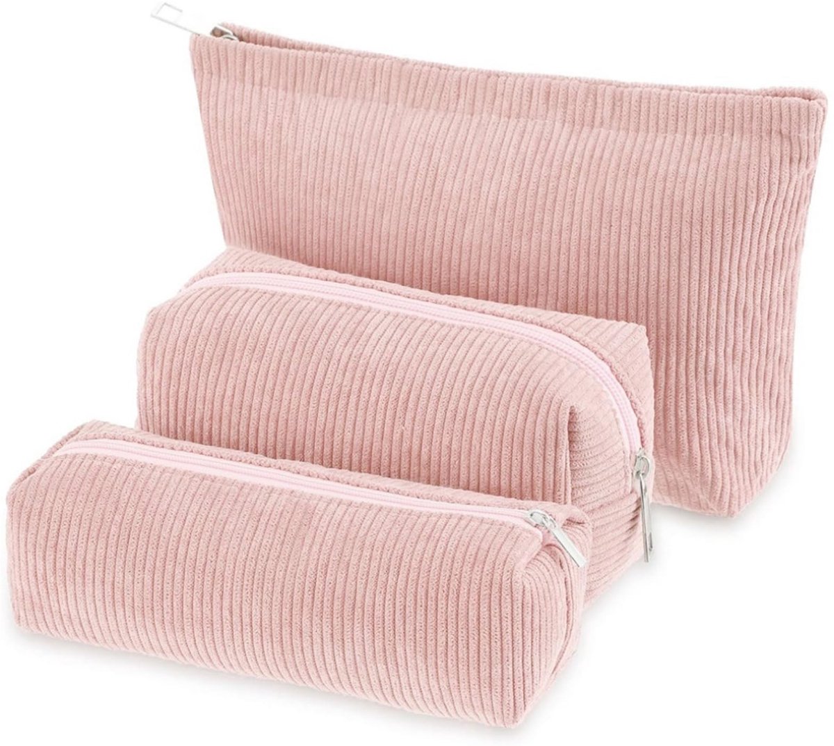 SolidKeus - Set van 3 Toilettassen van Ribfluweel voor Reizen