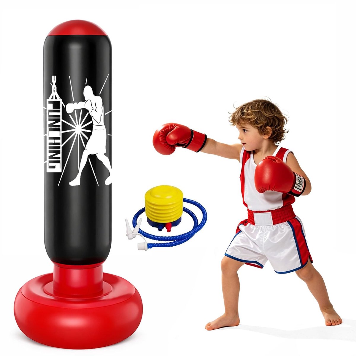 SolidKeus - Staande Bokszak voor Kinderen 160 cm met Voetpomp