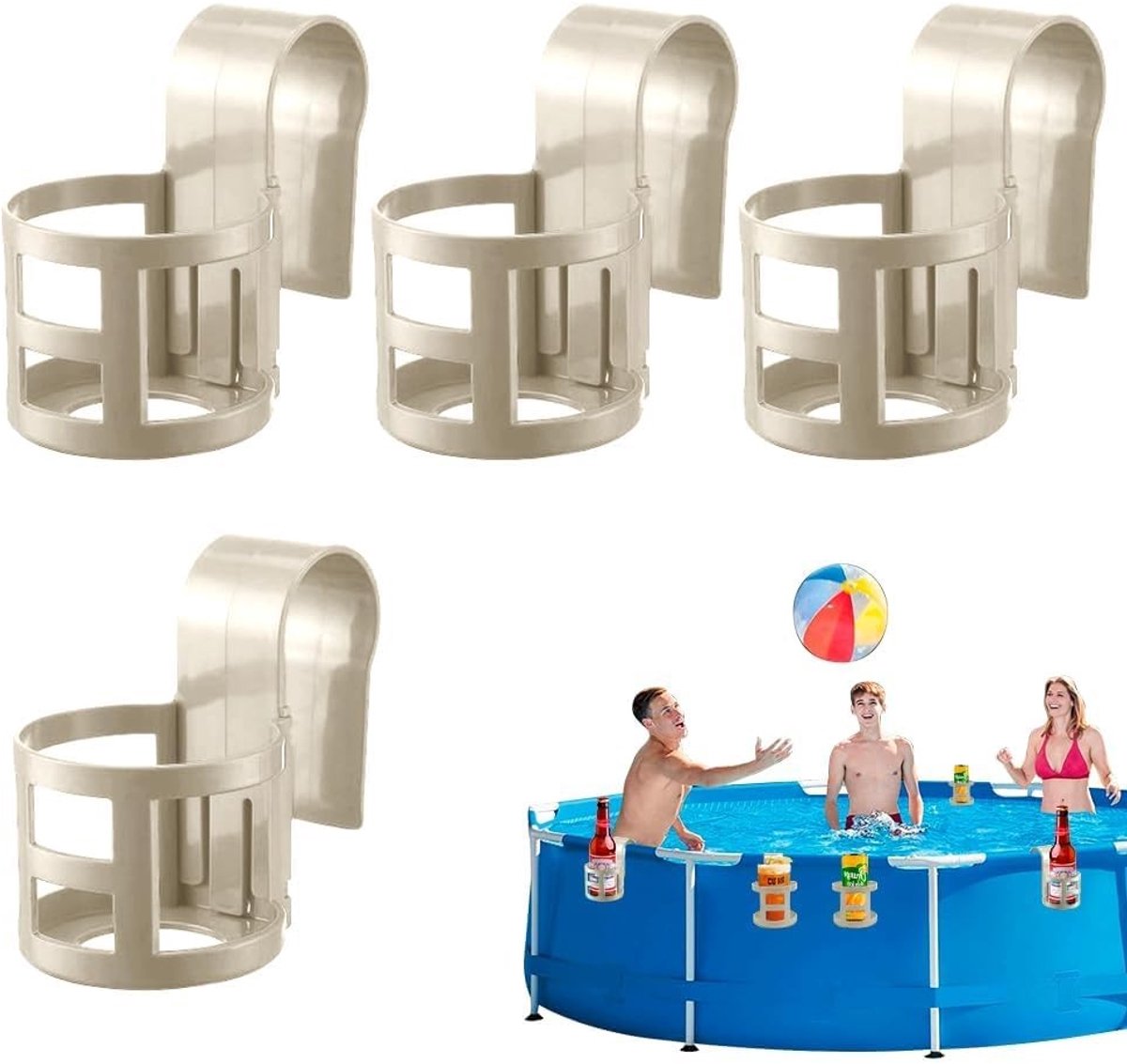 SolidKeus - Set van 4 Bekerhouders voor Zwembad en Jacuzzi