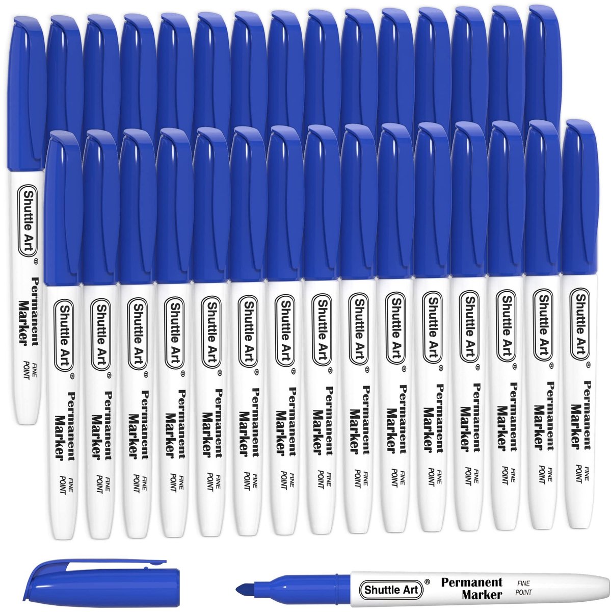 SolidKeus - Set van 30 Blauwe Permanente Markers, Fijne Punt voor Diverse Oppervlakken