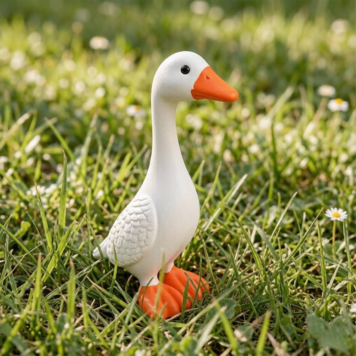 SolidKeus - Handbeschilderde Tuindecoratie Gans, 15 cm