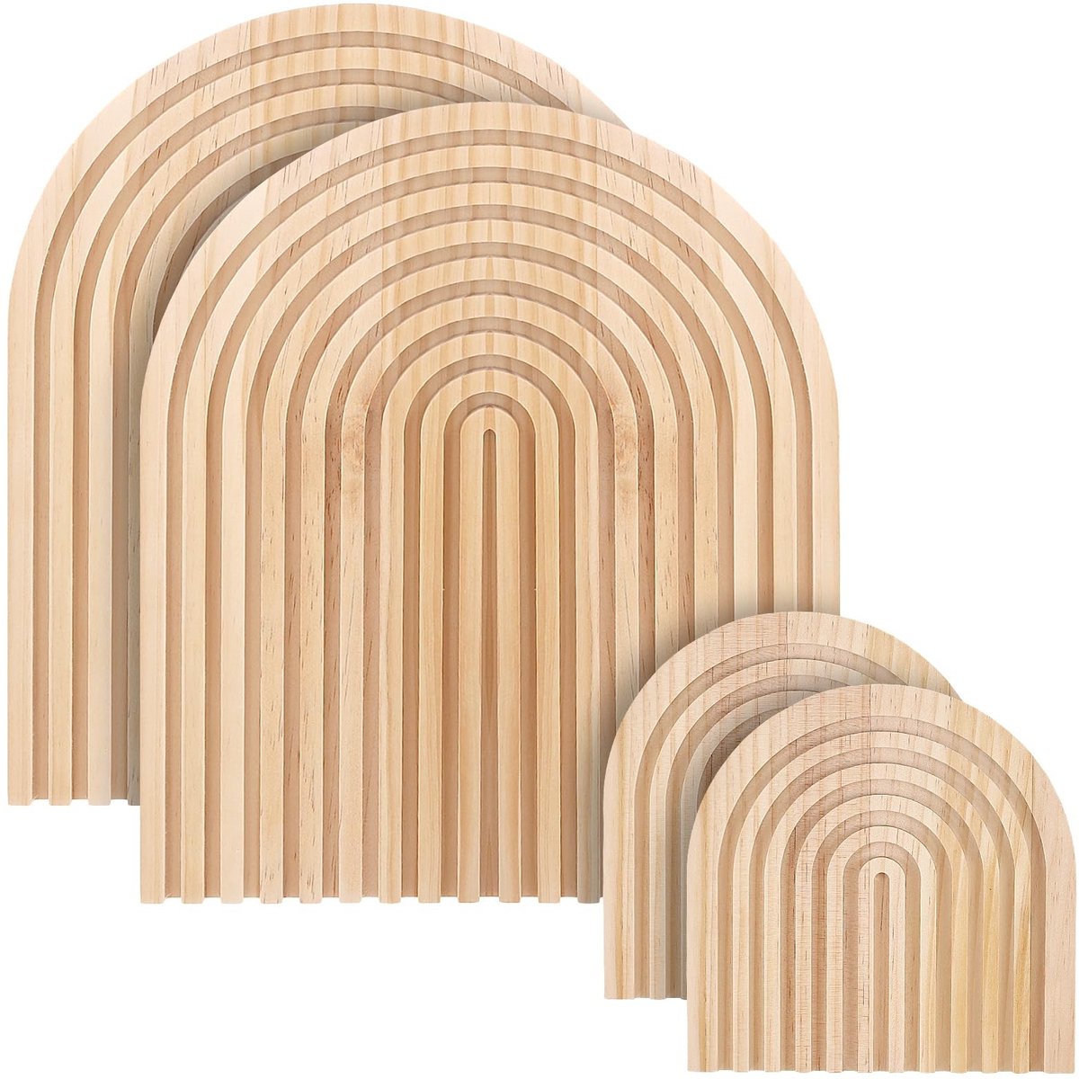 SolidKeus - Set van 4 Decoratieve Houten Planken in Boho Stijl