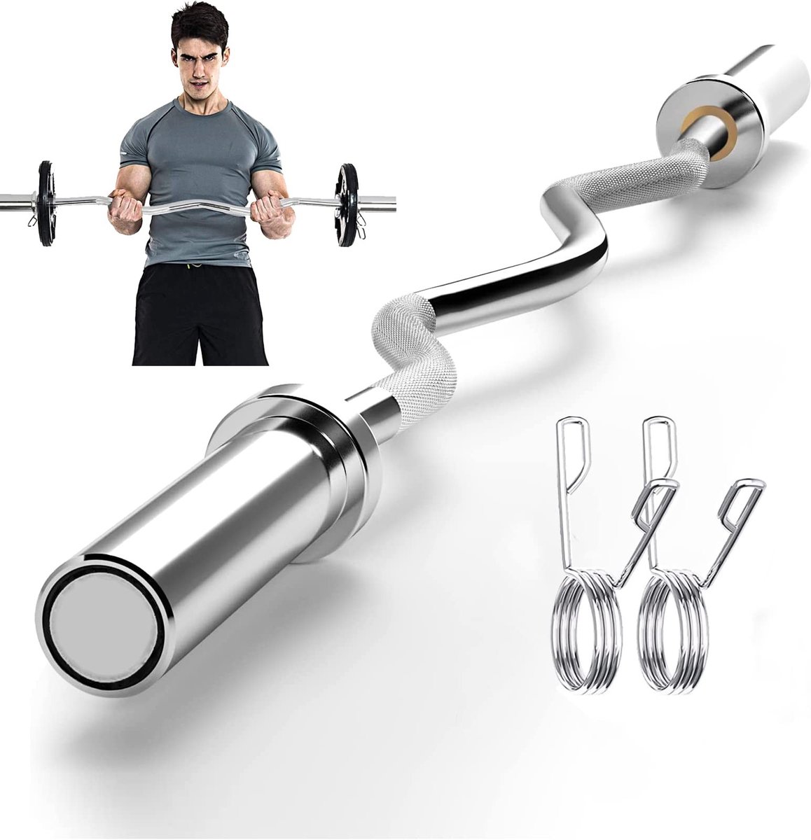 SolidKeus - Stalen EZ Curl Bar voor Gewichtheffen met 100KG Capaciteit