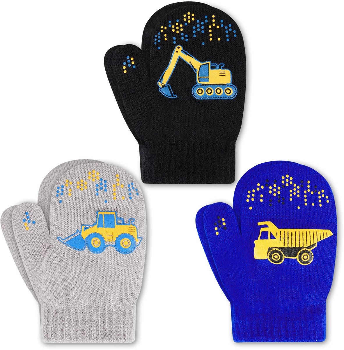 SolidKeus - 3 Paar Kindermittens met Kleurrijk Ontwerp voor Winter