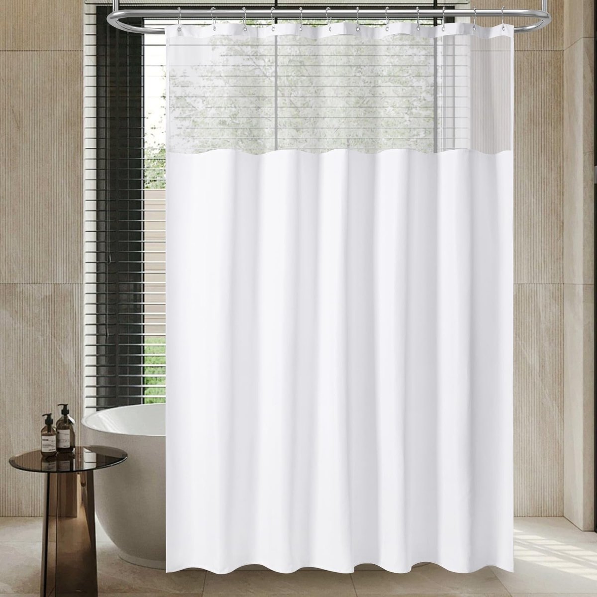 SolidKeus - Waterdicht Douchegordijn met Gewogen Zoom 183 x 183 cm Wit