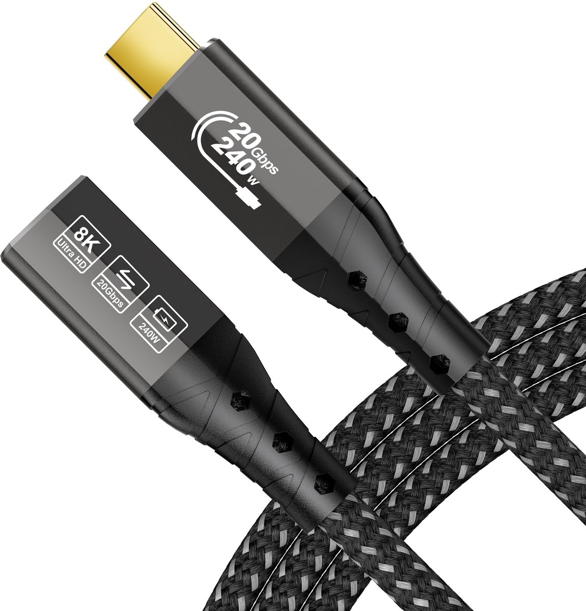 SolidKeus - USB C Verlengkabel 3m met Hoge Snelheid en Opladen