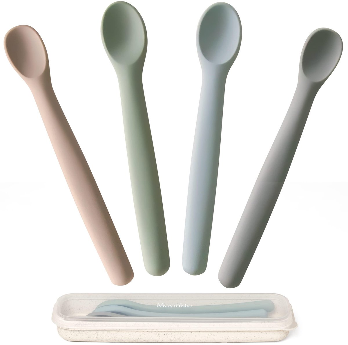 SolidKeus - Set van 4 Silicone Babylepels voor Voeding, Zacht en Veilig