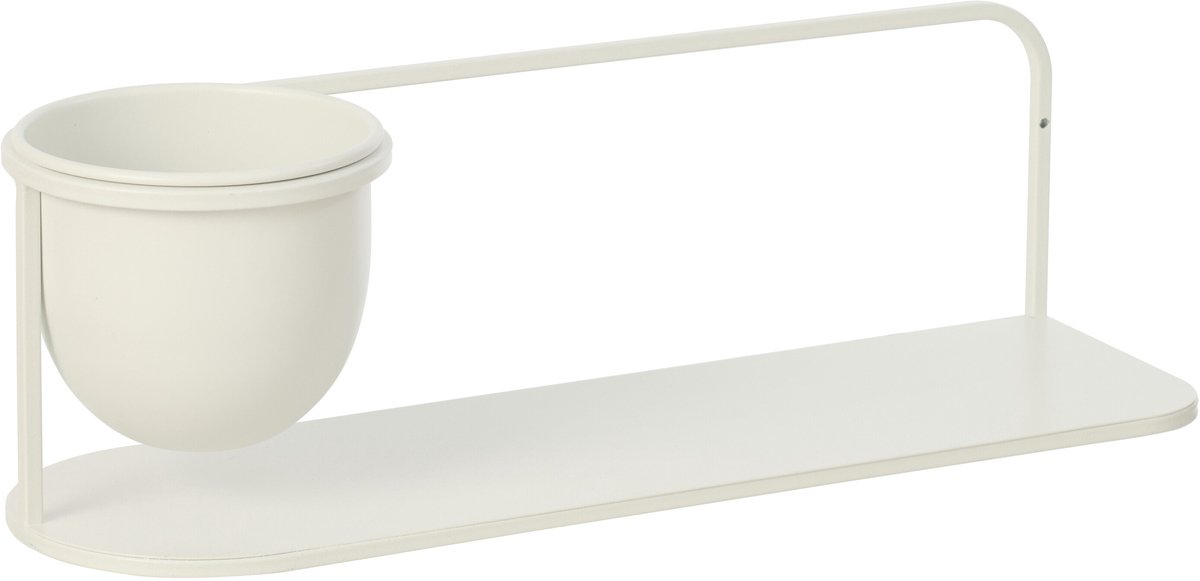 J-Line wandrek + bloempot - ijzer - wit