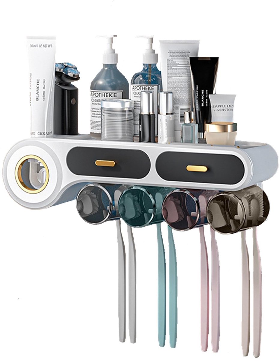 SolidKeus - Wandbevestigde Tandenborstelhouder met Automatische Tandpasta-dispenser