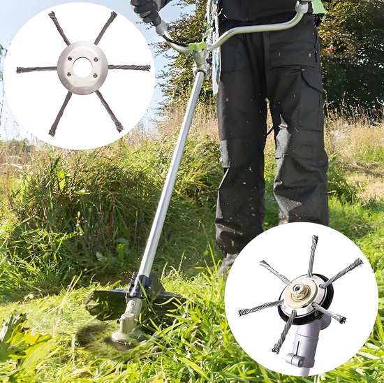 2-delige stalen draad grastrimmerkop, tuin grastrimmer snijkop, borstelkop met geknoopte draad, universele draadwiel vervanging voor grasmaaier accessoires (6 koppen) — afbeelding 2