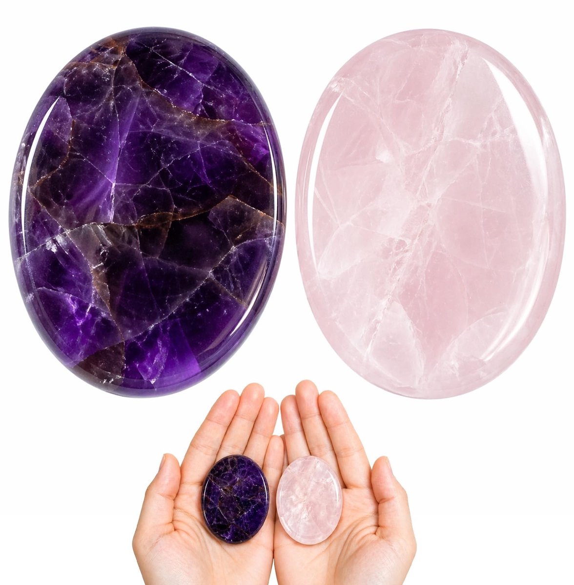 SolidKeus - 2-Delig Amethyst Chakra Kristal Set voor Meditatie