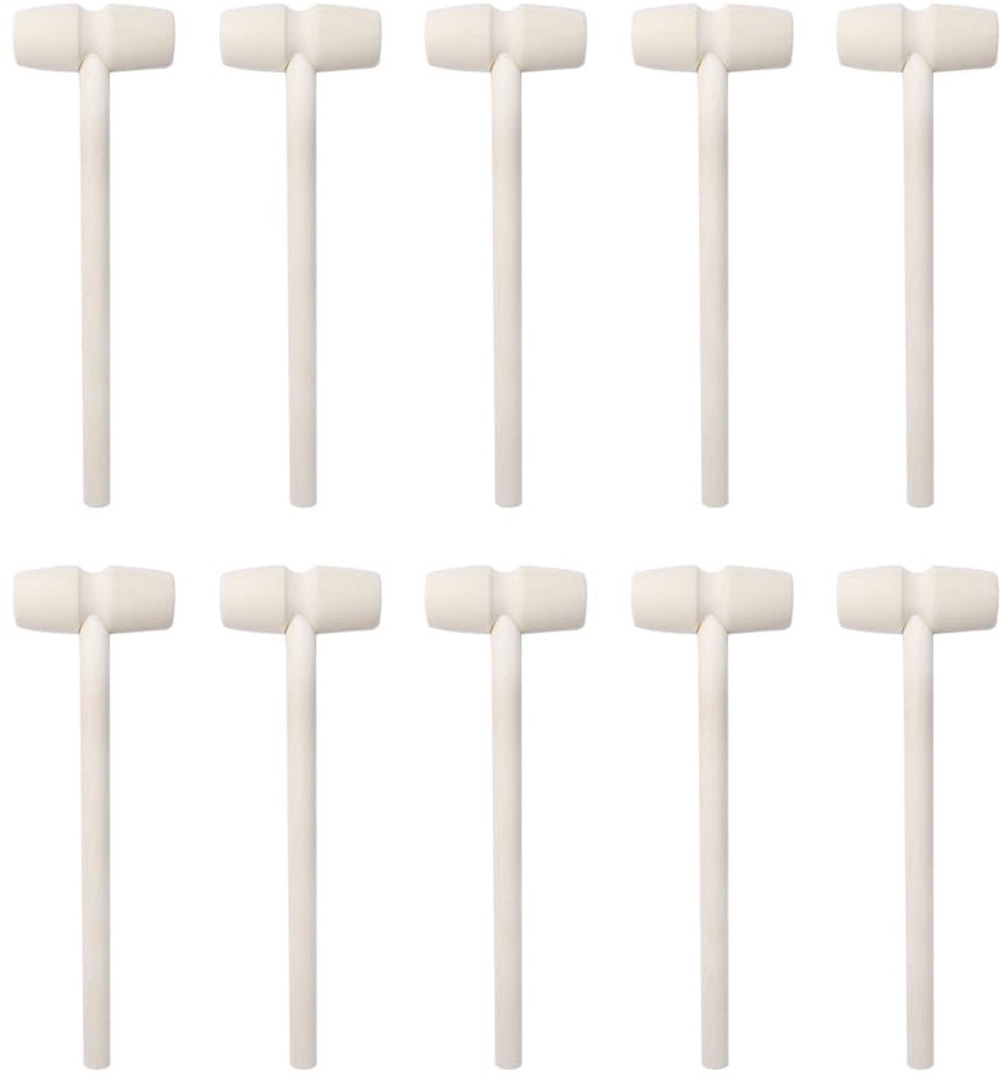 SolidKeus - 10 Stuks Houten Mini Hamer voor Knutselen en Desserts