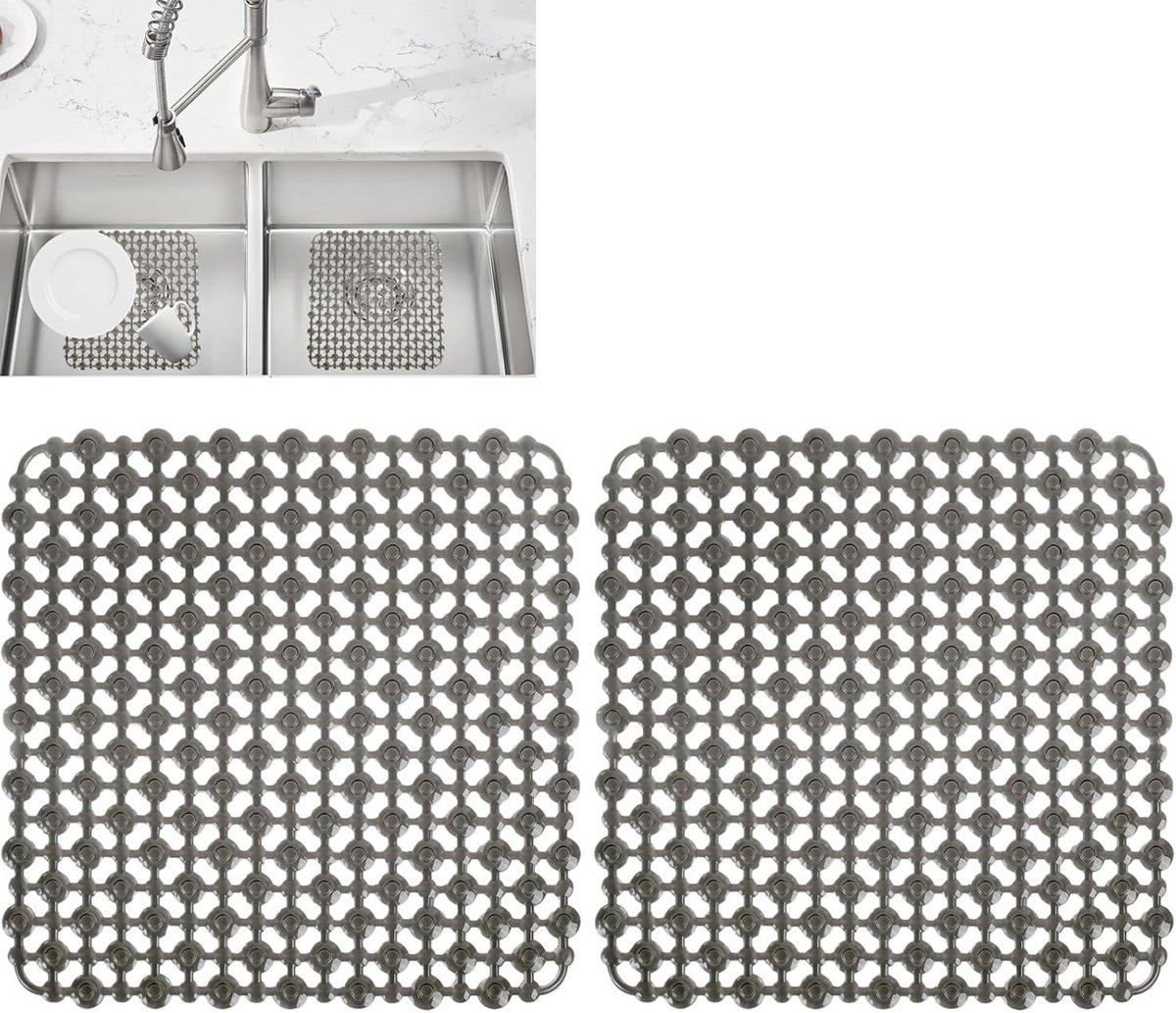 28×28 cm Grijze PVC Afvoer Mat voor Keuken | Snijbare, Sneldrogende Bescherming voor Servies en Glazen, Voorkomt Waterschade aan Aanrecht