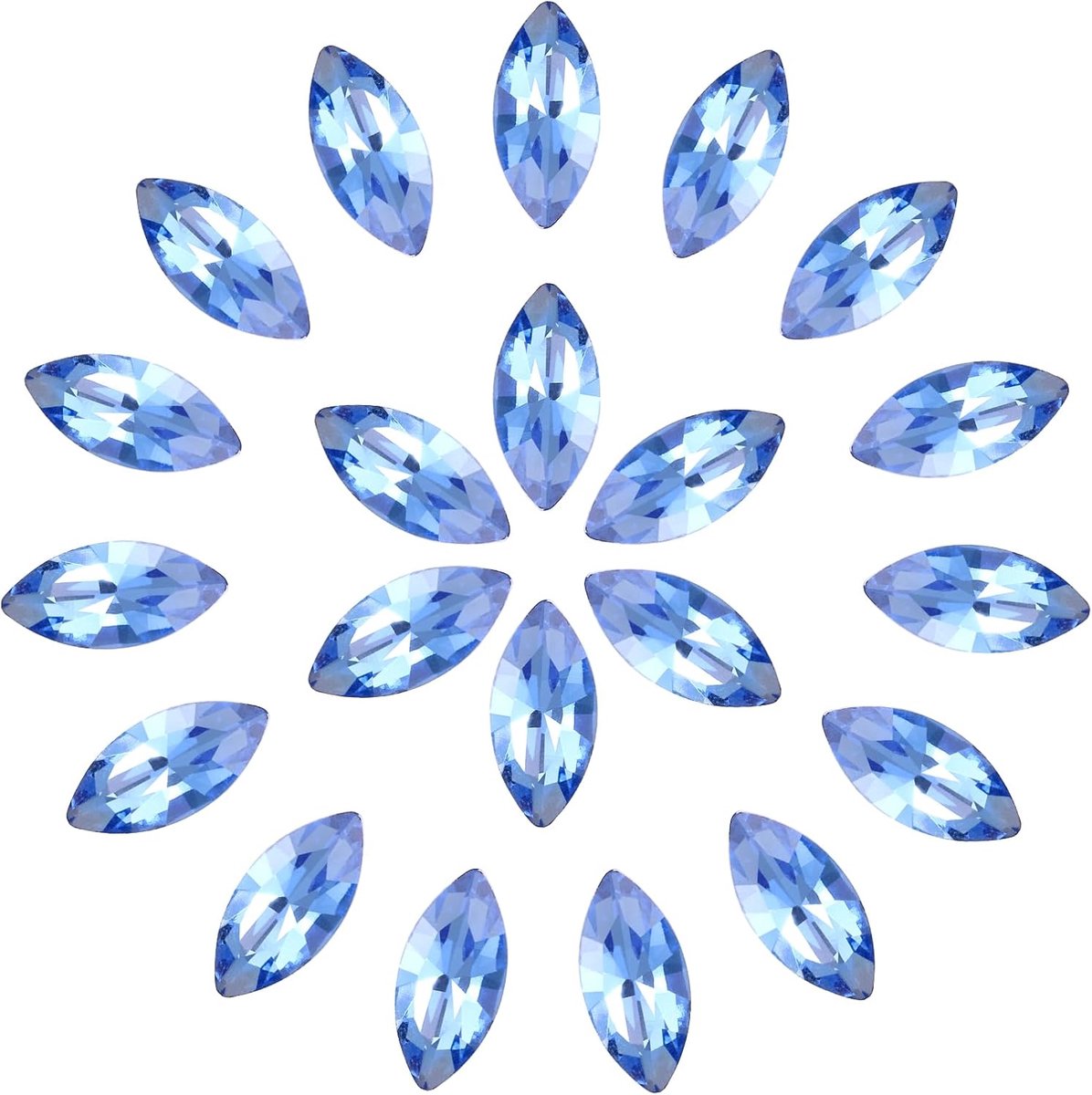 Hotfix strass-steentjes, 7 x 15 mm, glitterstenen voor textiel, paardenoogvorm, kristalstenen voor het knutselen, voor het maken van sieraden, knutselbenodigdheden, kleding, lichtblauw, 30
