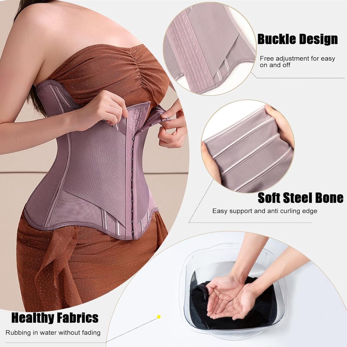 Korset voor dames, buikweg, tailletrainer dames, fitness, tailletrainer, buikwegriem, U-vormige