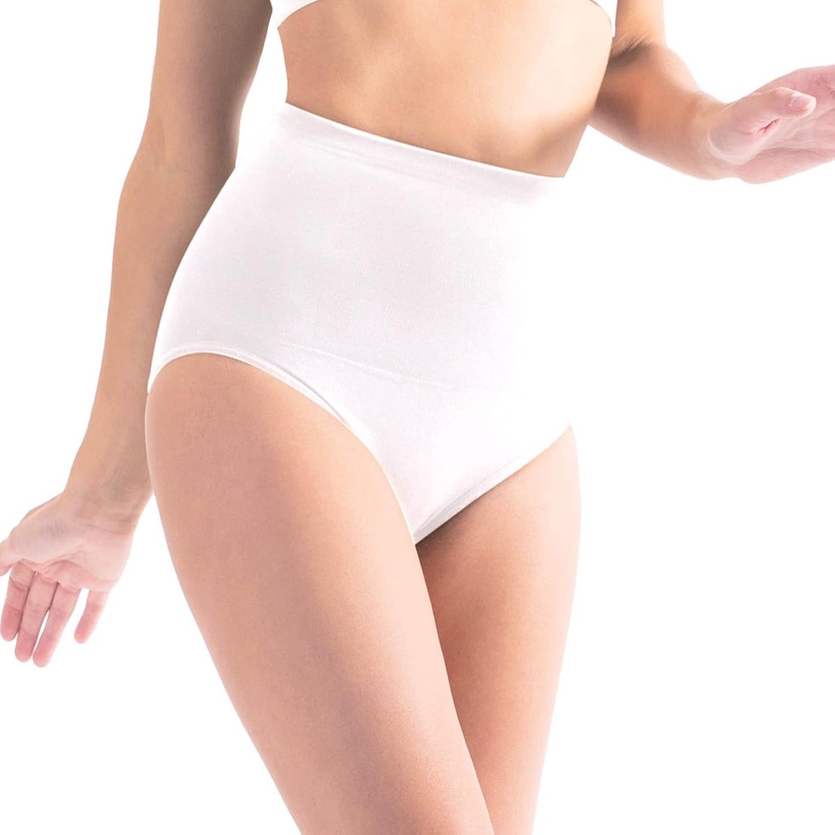 Slankheidsbroek voor een platte buik, hoge taille en afslankheidseffecten, natuurlijke cosmetica-werkzame stoffen, bewezen afslankresultaten, maat M: 38-40, zwart, Gebroken wit, S