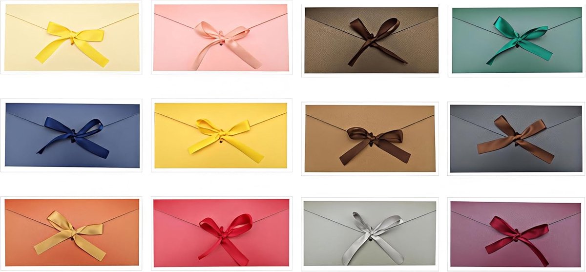 12 enveloppen van parelmoer papier, 22 x 11 cm, 12 verschillende kleuren, cadeau-envelop voor bruiloft, verjaardag, Eid Mubarak, Love Letter, envelop, kleur blauw en meerkleurig, voor uitnodiging