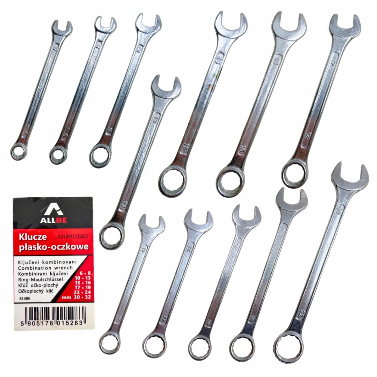 12-delige ringsleutelset 6-32mm, gereedschap voor garage en werkplaats