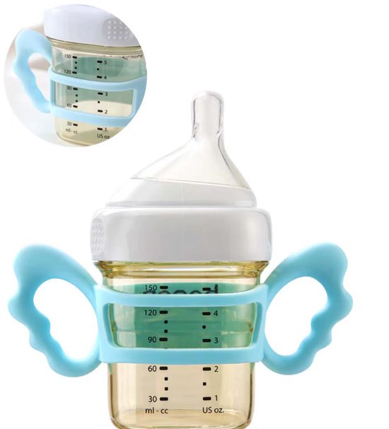 Handvat Babyfles - geschikt voor brede hals flessen - zelfstandig drinken - peuterfles - baby - blauw - 2 stuks — afbeelding 2