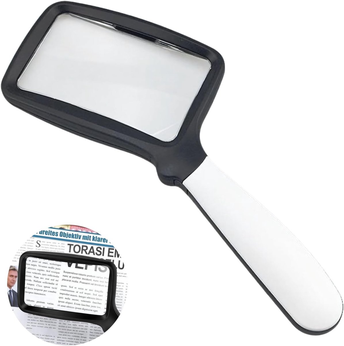 Vergrootglas met licht, leesloep, inklapbare leesloep, 3-voudige loep, 5 dimbare led-loepen voor senioren met maculadegeneratie, lezen, boeken, werk en mensen met een slecht gezichtsvermogen