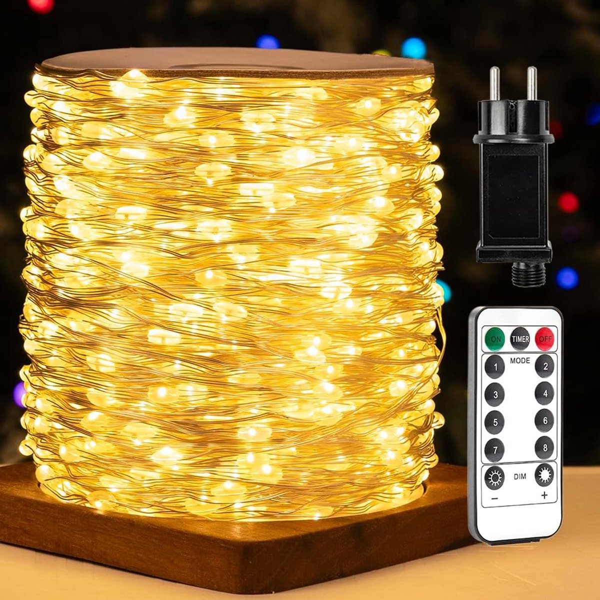 Lichtsnoer met LED's, lange waterdichte koperen lichtketting voor buiten, 8 verlichtingsmodi, voor slaapkamer, terras, tuin, bruiloft, feest, kerstboom (warm wit, 120m-1200LED)