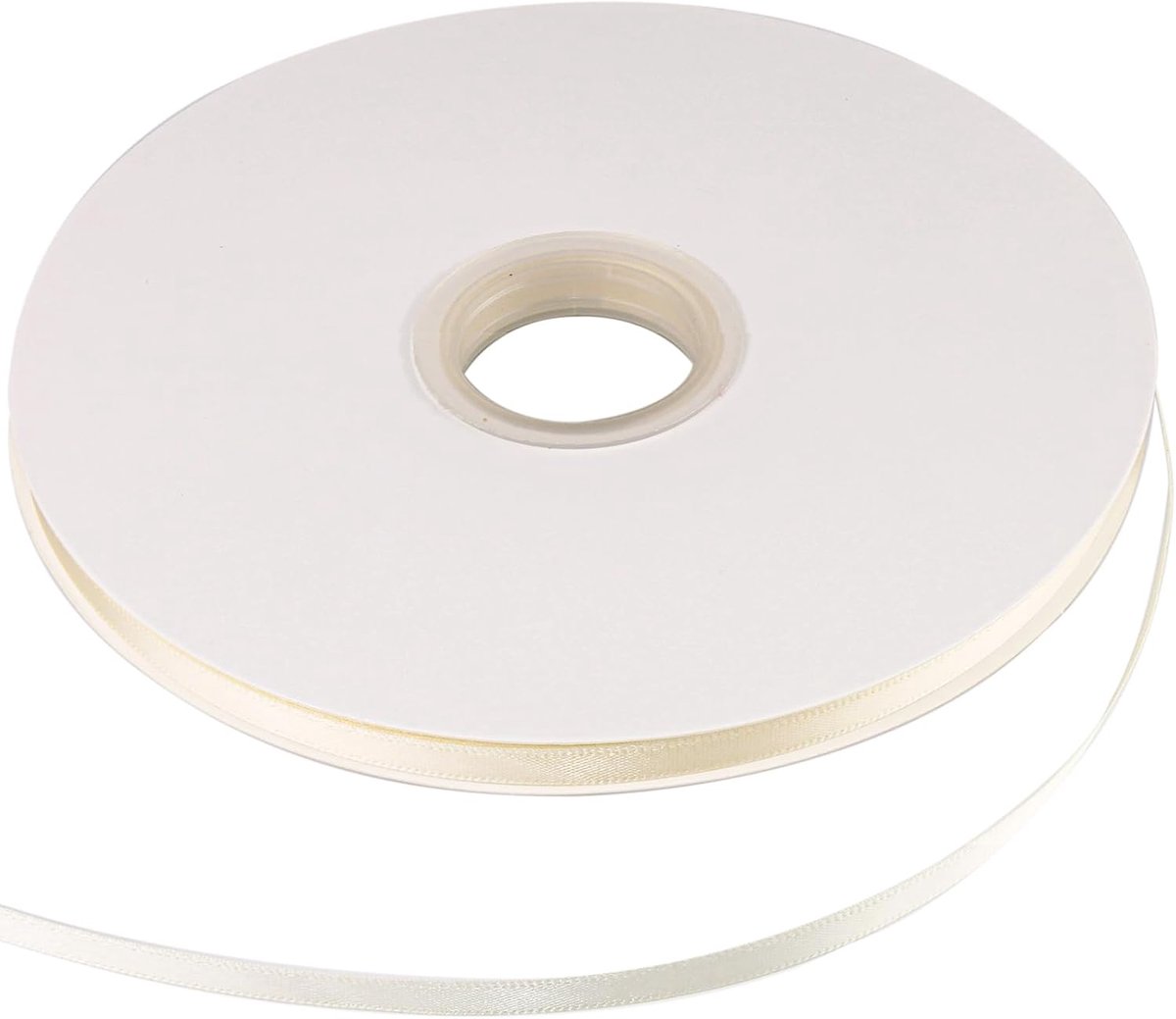Lint 6 mm x 90 meter, decoratieve cadeaulint, stoffen zijden linten voor doe-het-zelf kunst, ambachten, geschenkverpakking, bows, bruiloftsdecoratie (crèmewit)