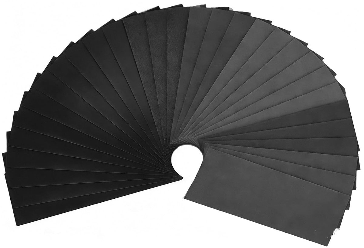 Schuurpapier, 23 x 9 cm, meerdere korrels 400, 600, 800, 1000, 2000, voor veelzijdig slijpen en polijsten van auto's, houten meubels, steen, schilderen