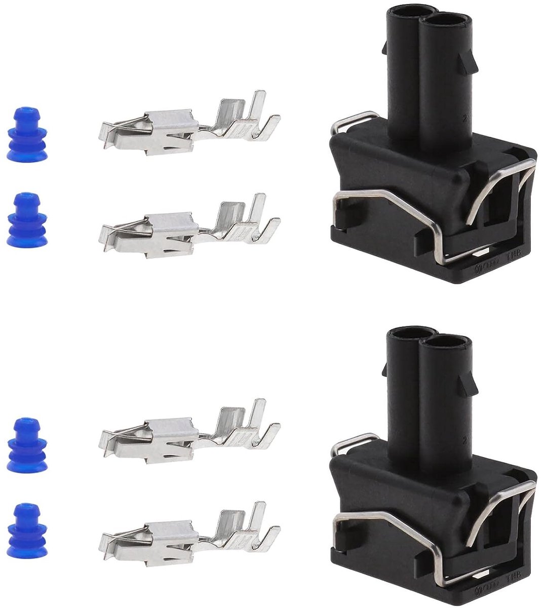 2 sets 2-pins vrouwelijke connectoren met vrouwelijke klemmen en afdichtingen compatibel met VW Skoda Seat 357972752 Auto Waterdichte Reparatie Kit Draailamphouder Connector