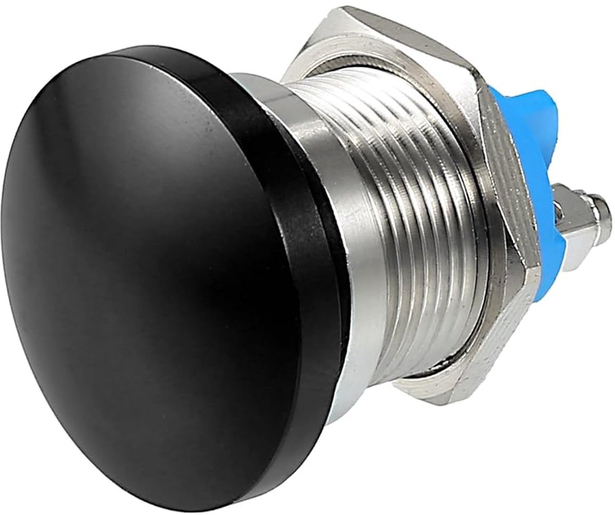 Drukknopschakelaar 19 mm drukschakelaar metalen knop ronde startknop AC/DC 12V-250V zwart voertuigonderdeel