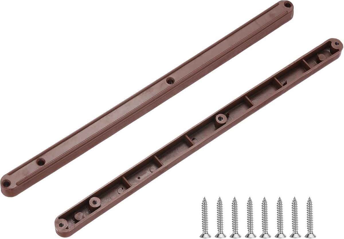 Ladegeleiders, 2 stuks kunststof geleiderails aan de zijkant gemonteerde rails met montageschroeven voor kast/lade/nachtkastje/tafel/kledingkast, bruin