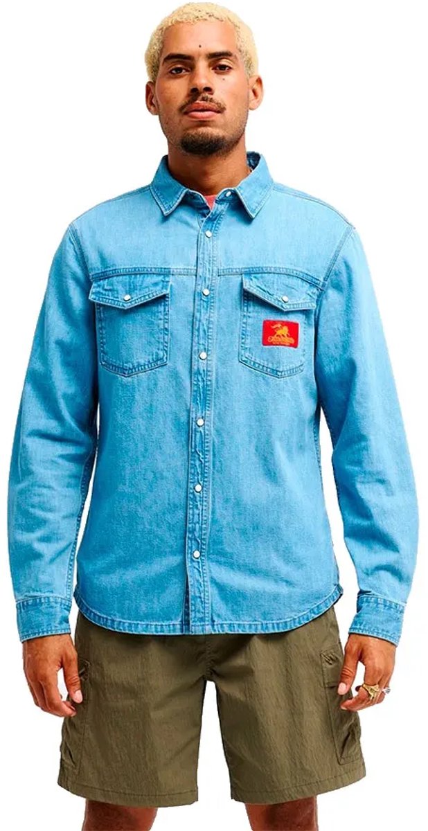 Quiksilver Bom Marley Uprising Overhemd Met Lange Mouwen L Man Stone Indigo