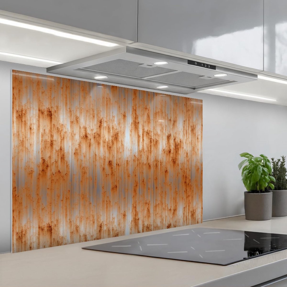 Keukenachterwand 55x80 cm zelfklevend keuken decoratie accessories home kitchen spatscherm Metaal - Grijs - Oranje - Roest