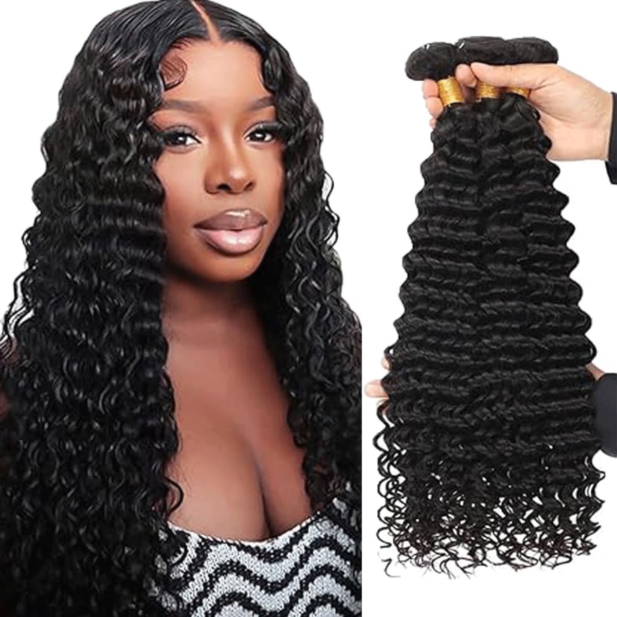 Wave Perücke Damen Bundles Human Hiar Brazilian Virgin Human Hair Extensions #1B Natural Black Mensliches Haar Bundle With Minimal Shedding For Women 12 14 16 Inch