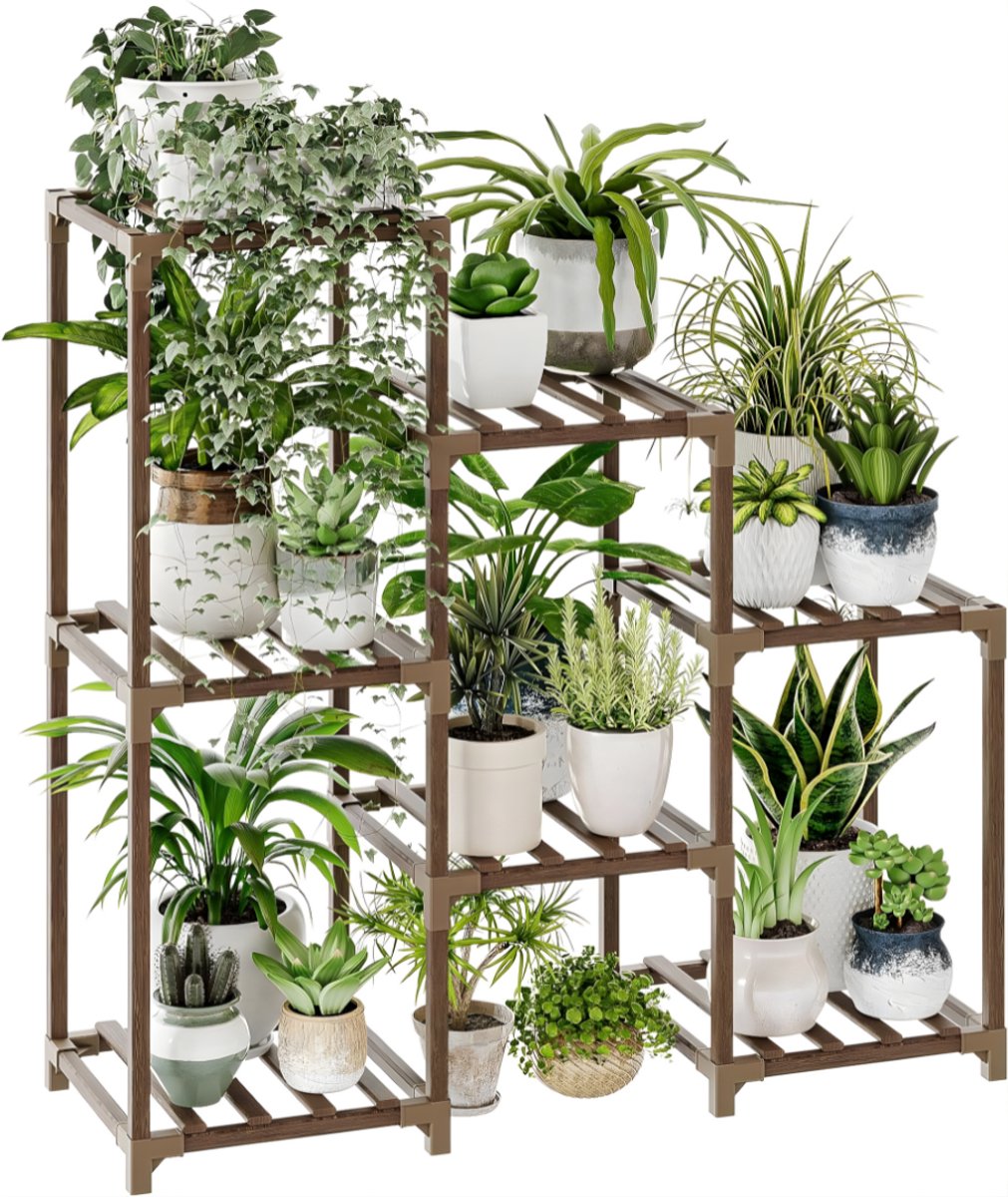 Ploutos® Plantenrek - Decoratieve Plantenstandaard - Plantenstandaard Binnen - Bruin - 82cm x 30cm x 87cm