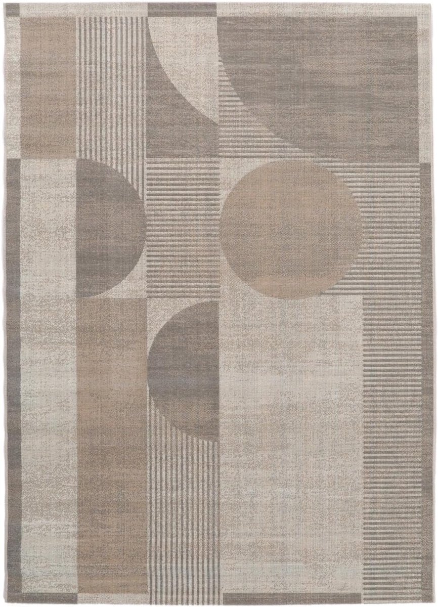 Deco Vloerkleed, 240 x 340 cm, Beige/Grijs | Moderne, Rechthoekig, Laagpolig, Alleen chemisch reinigen, Oeko-Tex 100, Woonkamer, Eetkamer, Slaapkamer