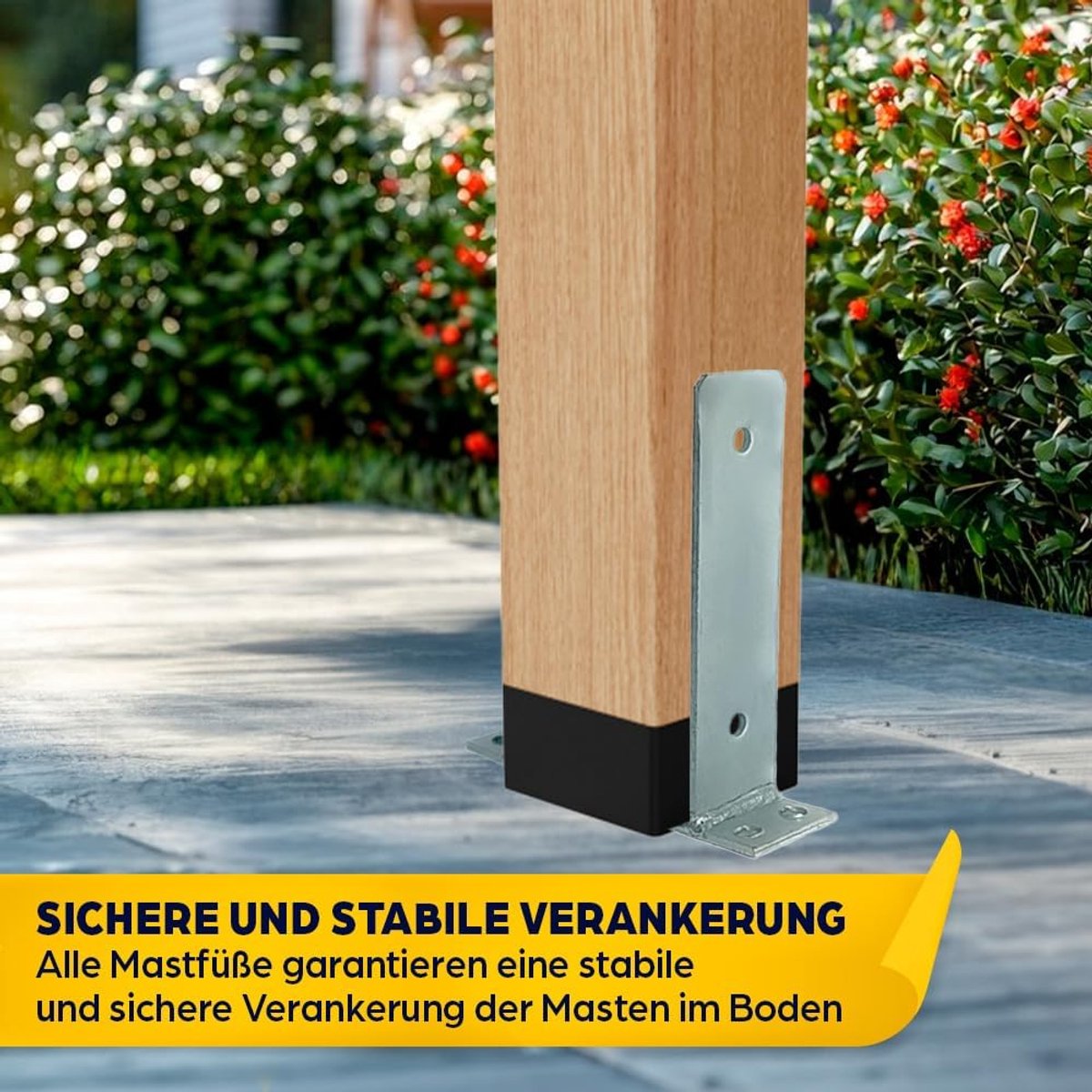 10 x paaldrager, H-vorm om in beton te zetten, steunpoot 81 x 600 x 60 mm, paalanker van verzinkt staal, 6 mm, grondanker voor houten palen, paalschoen voor terrassen en hekken
