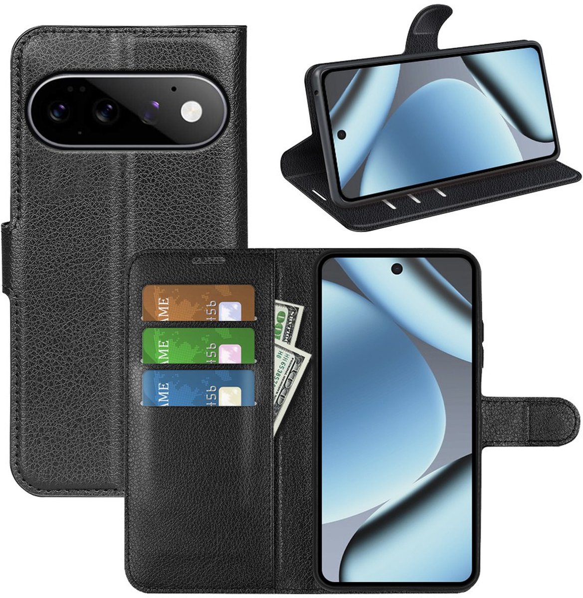 MobyDefend Hoesje - Geschikt voor Google Pixel 11 Pro - Kunstleren Wallet Book Case (Sluiting Voorkant) - Zwart