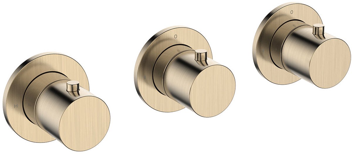 Wiesbaden Caral Afbouwdeel Thermostatische Douchekraan - Geborsteld Messing