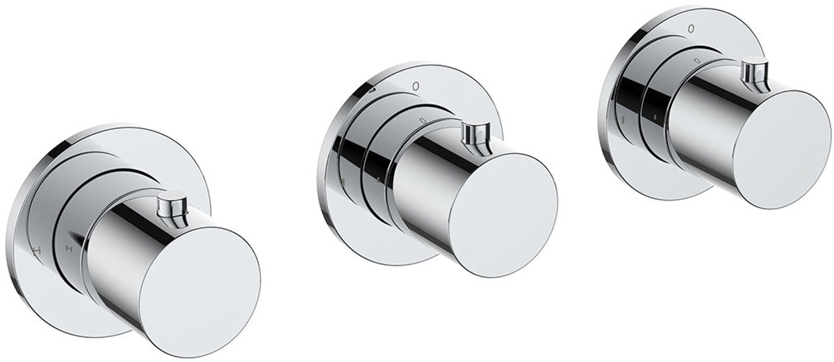 Wiesbaden Caral Afbouwdeel Thermostatische Douchekraan 2 Stopkranen - Chroom