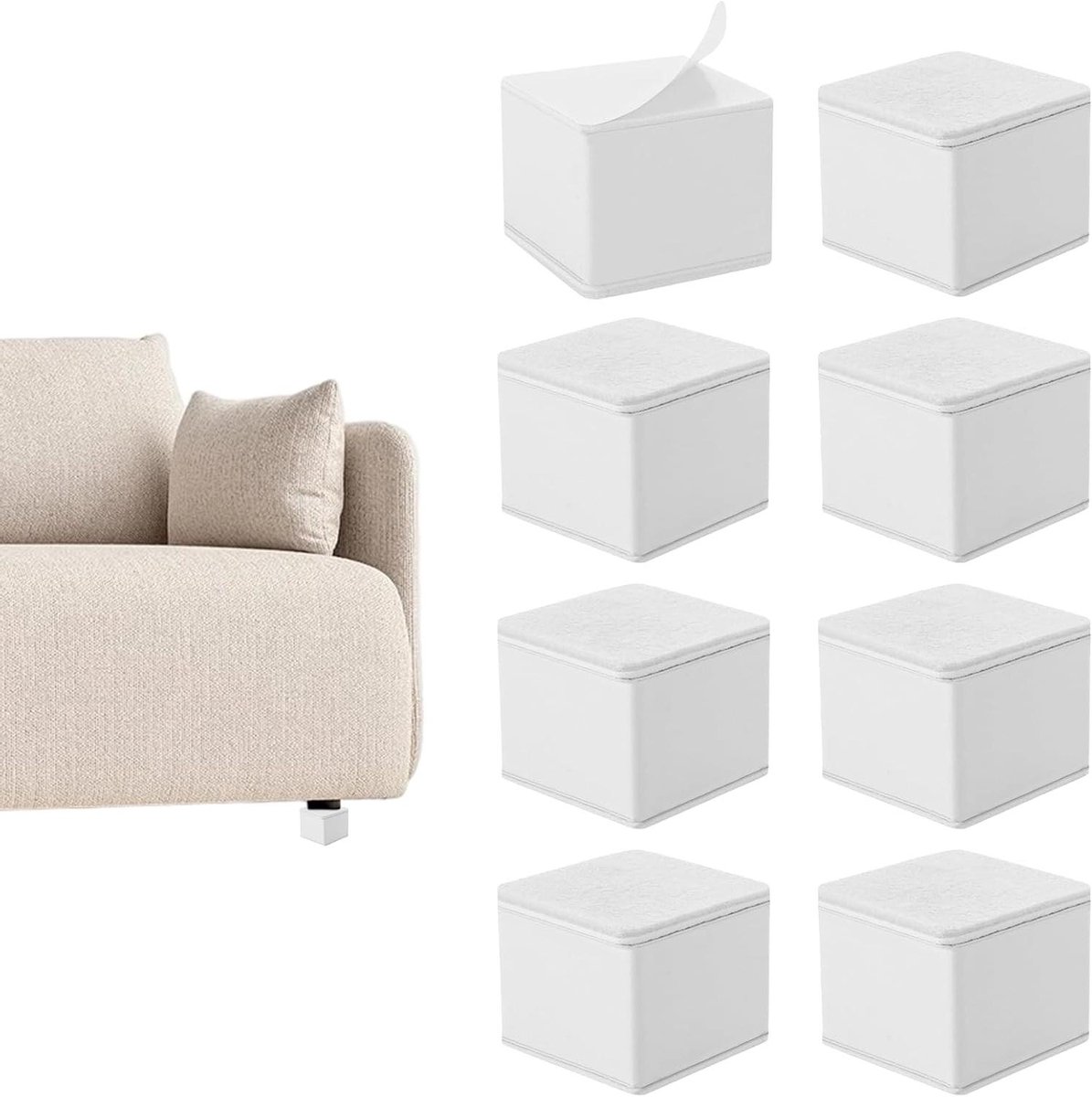 Meubelverhogers Set - Poten Verhogers - Extra Hoogte Creëren - Zelfklevende Montage - 8 Stuks 5 cm - Wit
