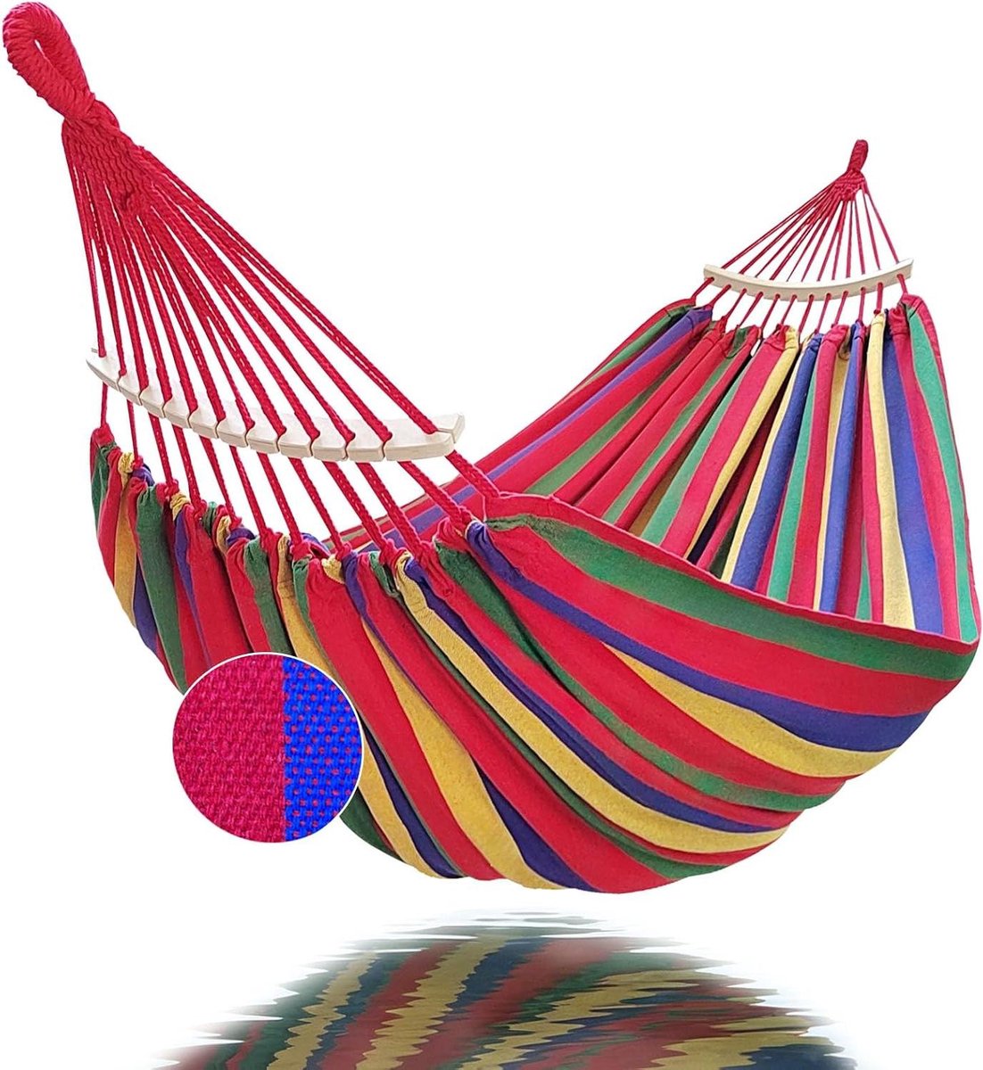 XXL Hangmat - Dubbele Hangmat - Ontspannen Buiten - Met Anti-rolstokken - 220 x 160 cm - Rood